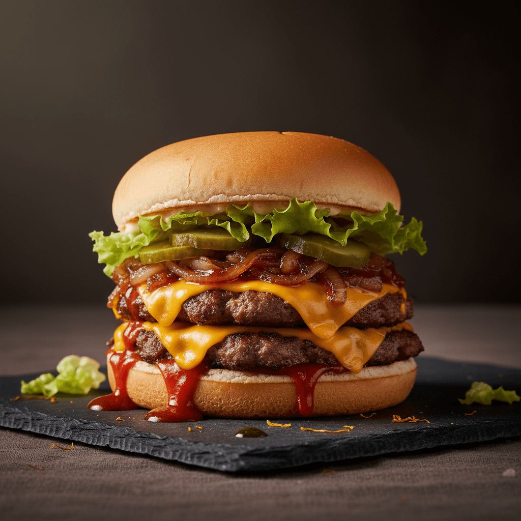 Side-profile shot of the smash burger showing every layer.